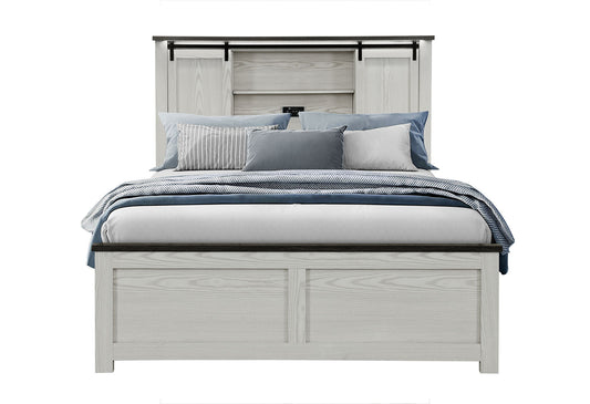 Ava - Full Bed Headboard With Bluetooth Speakers, USB And LED Lights And Footboard - Beige