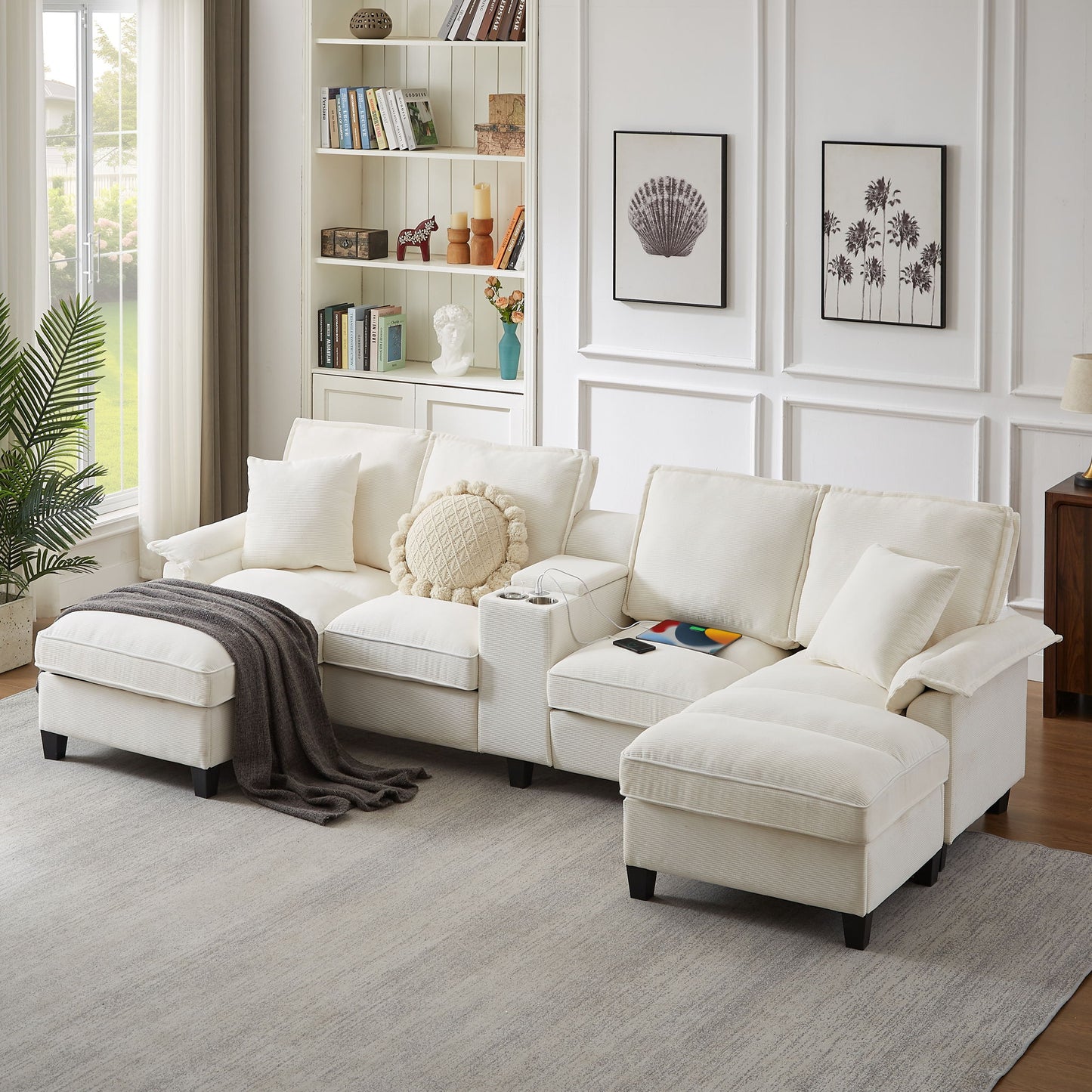 Modern U-Shaped Sectional Sofa Bed With Storage