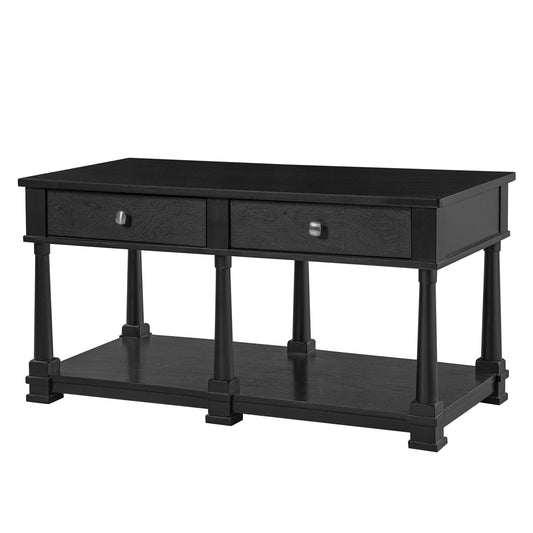Coffee Table With 2 Storage Drawers & Lower Open Shelf