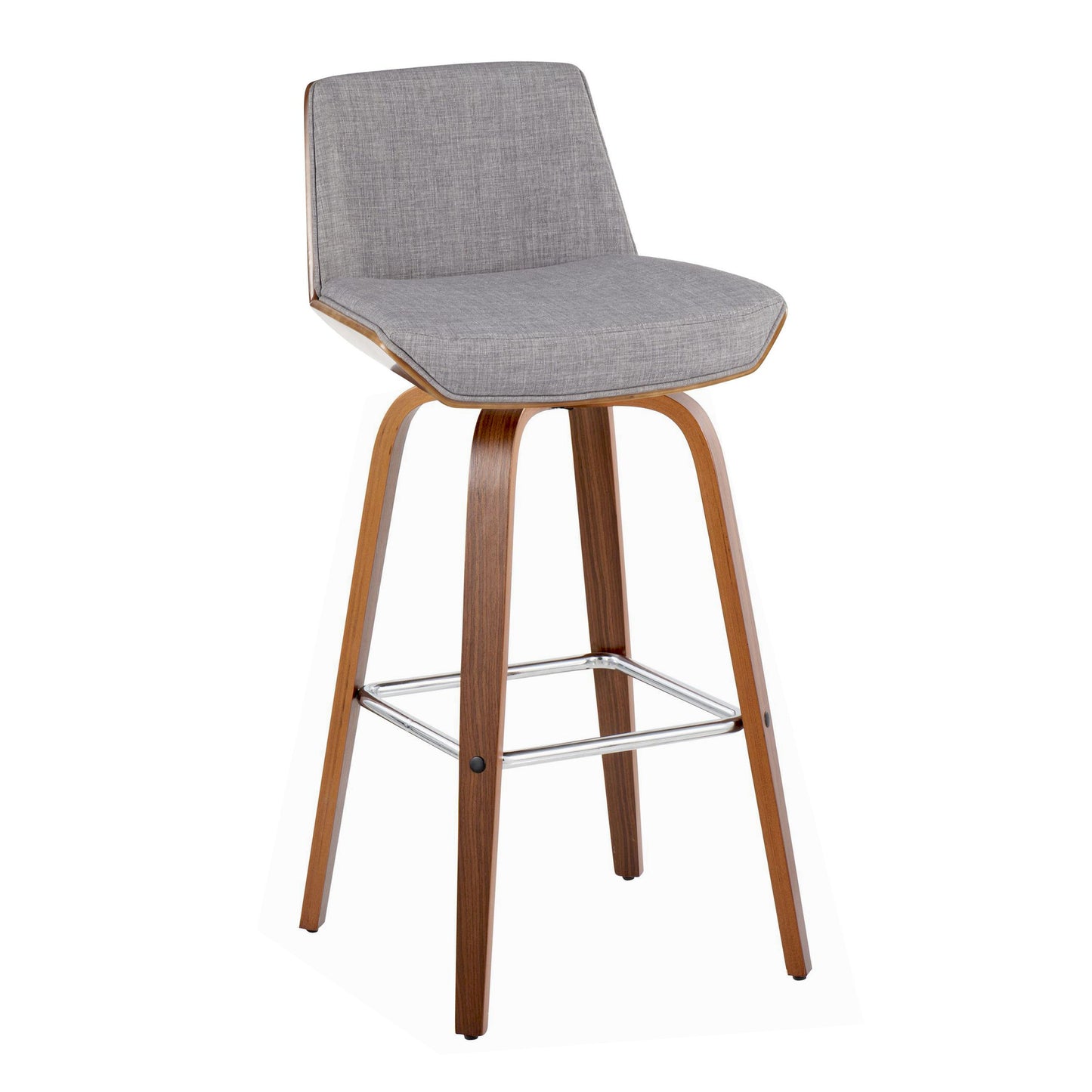 Corazza - Mid Century Modern Fixed Height Barstool With Swivel With Square Footrest (Set of 2)