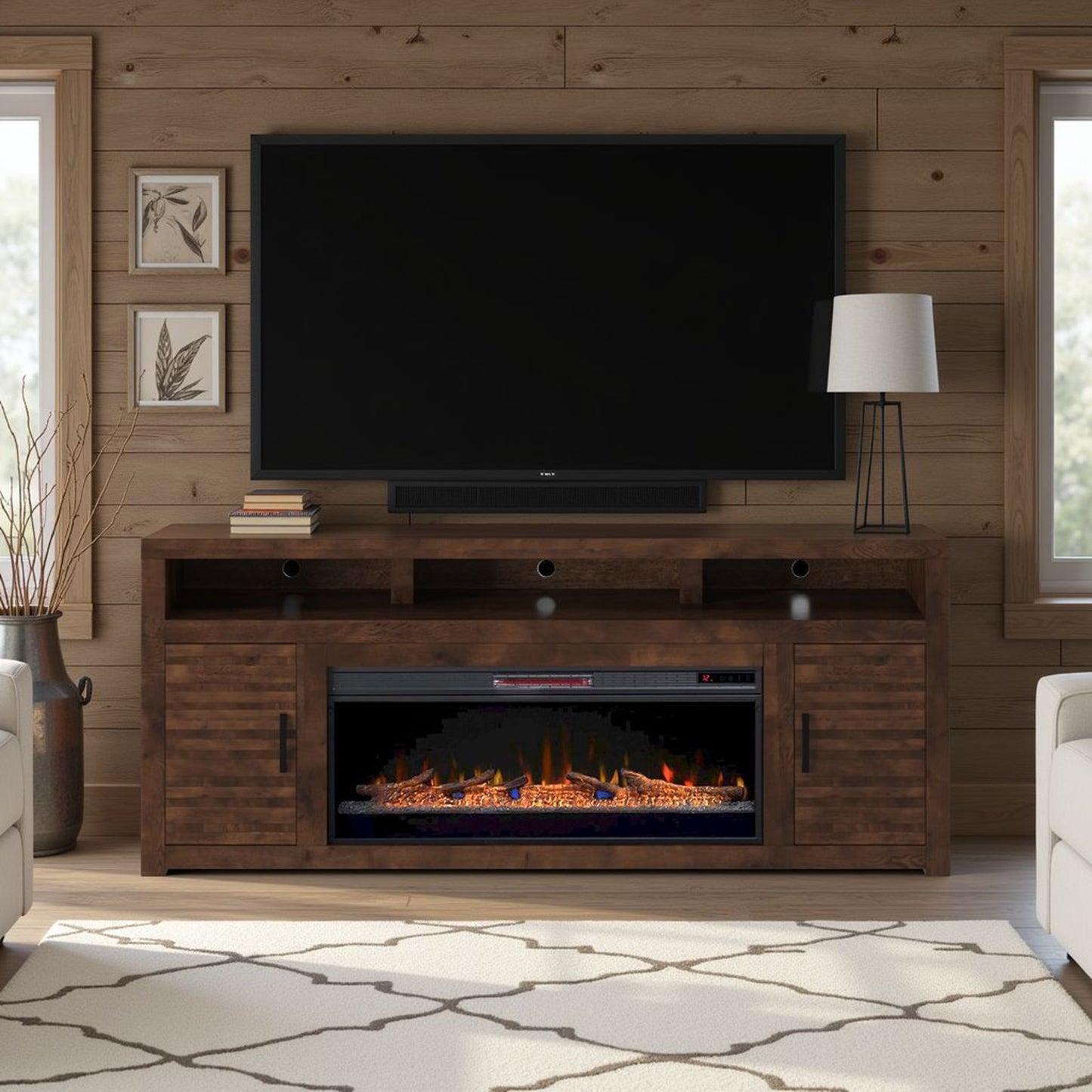Sausalito - Electric Fireplace TV Stand Console For TVs Up To 95" - Whiskey