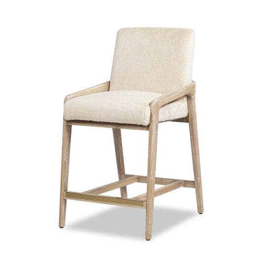 Arizona - Solid Ash Upholstered Counter Stool With Rope Detail - Creme De La Creme White