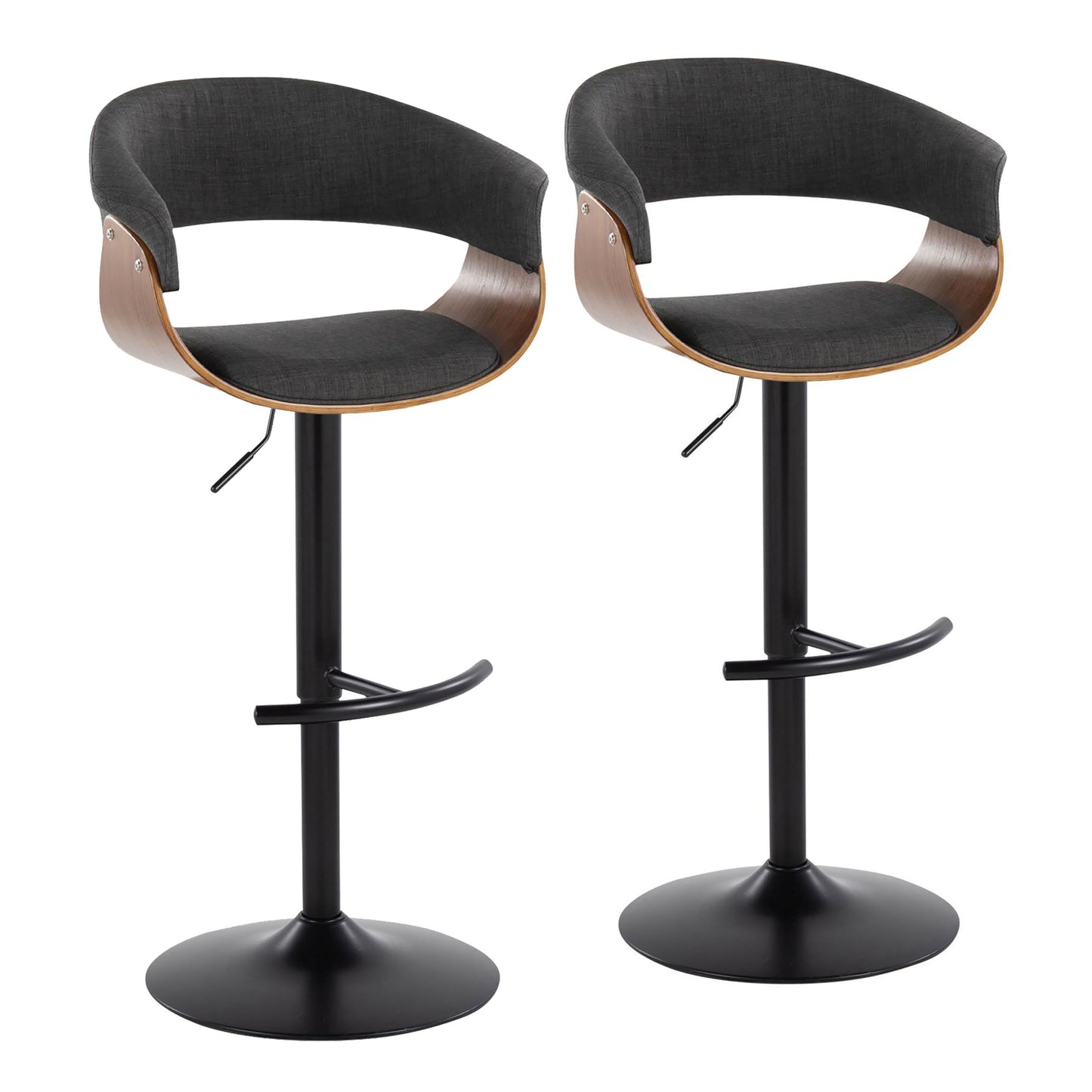 Vintage Mod - Mid Century Modern Adjustable Height Barstool With Swivel & Rounded T Footrest (Set of 2)