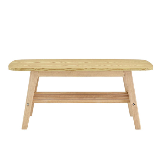 Coffee Table With Double Layer Storage For Living Rooms - Wood