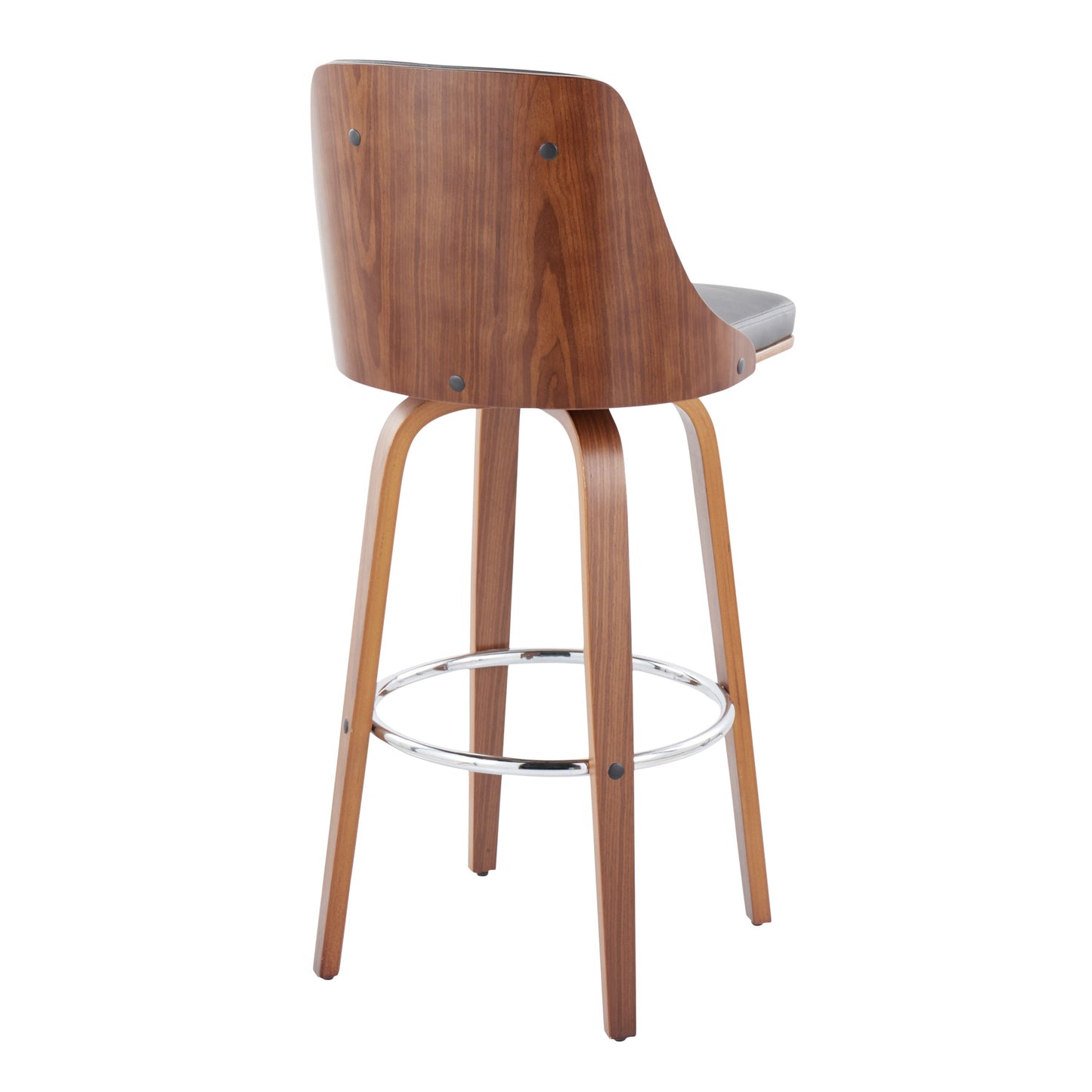 Gianna - Mid Century Modern Fixed Height Barstool With Swivel With Round Footrest (Set of 2)