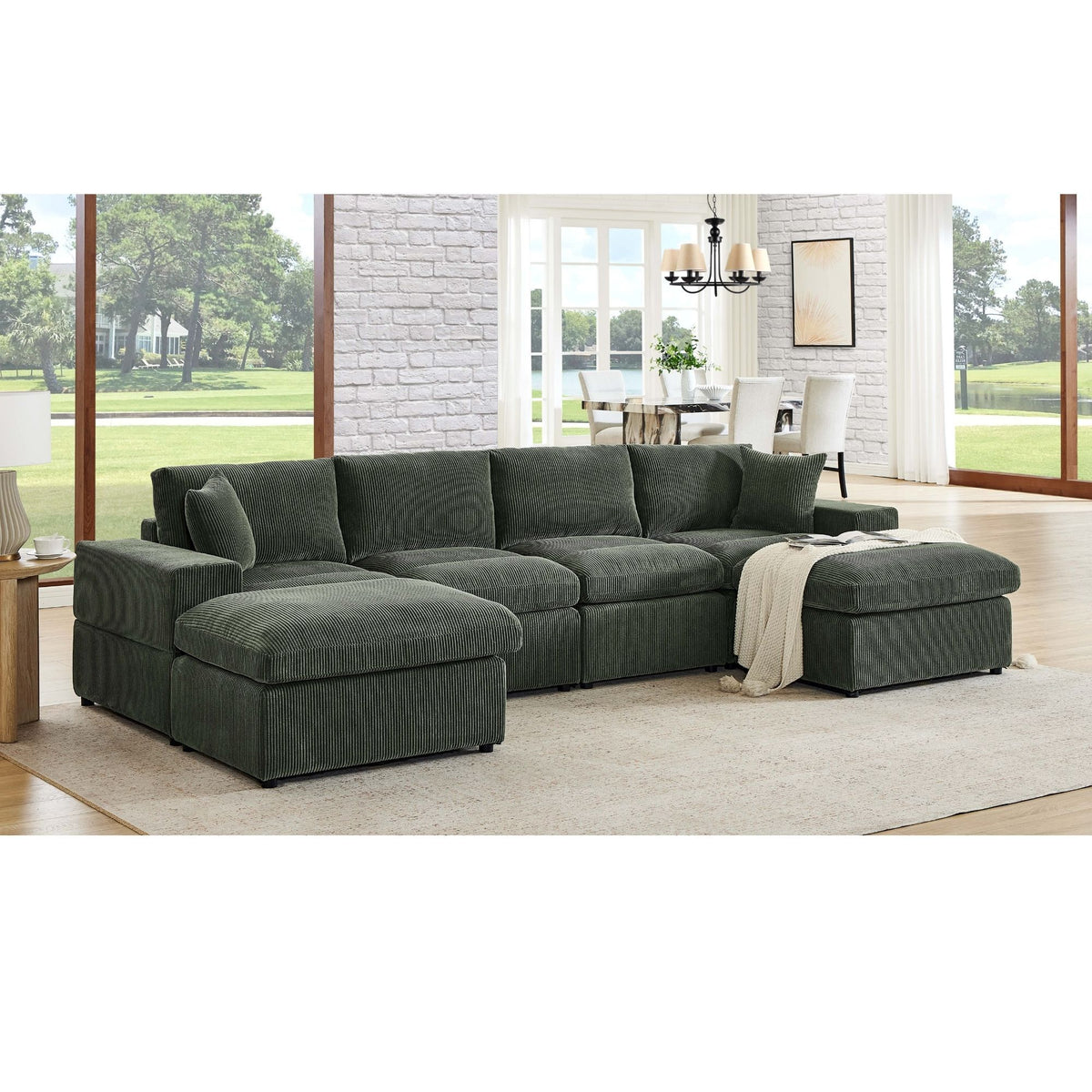 Upholstered Symmetrical Modular Sectional With 6 Seating
