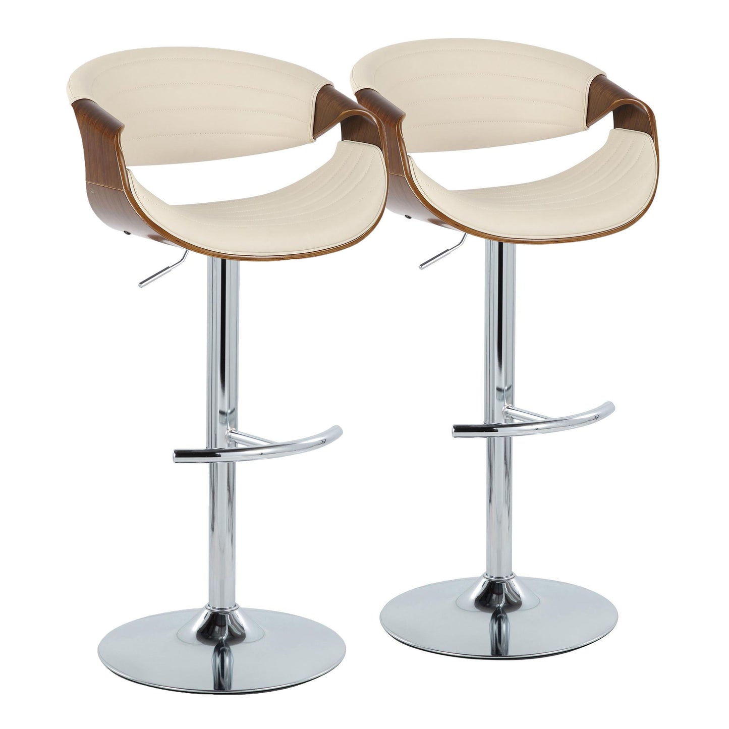 Symphony - Mid Century Modern Adjustable Barstool & Swivel With Rounded T Footrest (Set of 2)