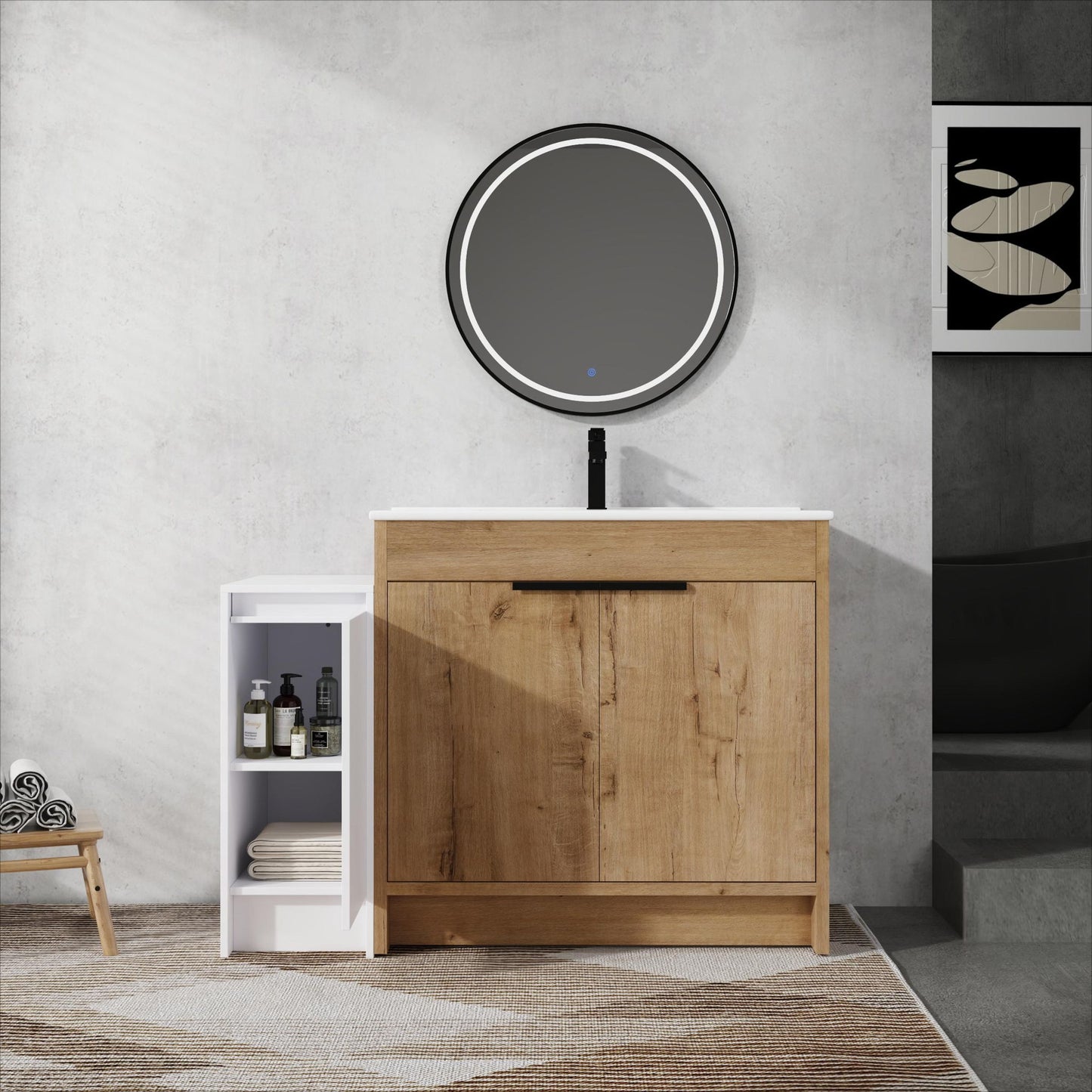 Freestanding Bathroom Vanity With Sink And Storage Cabinets, Soft Closing Doors