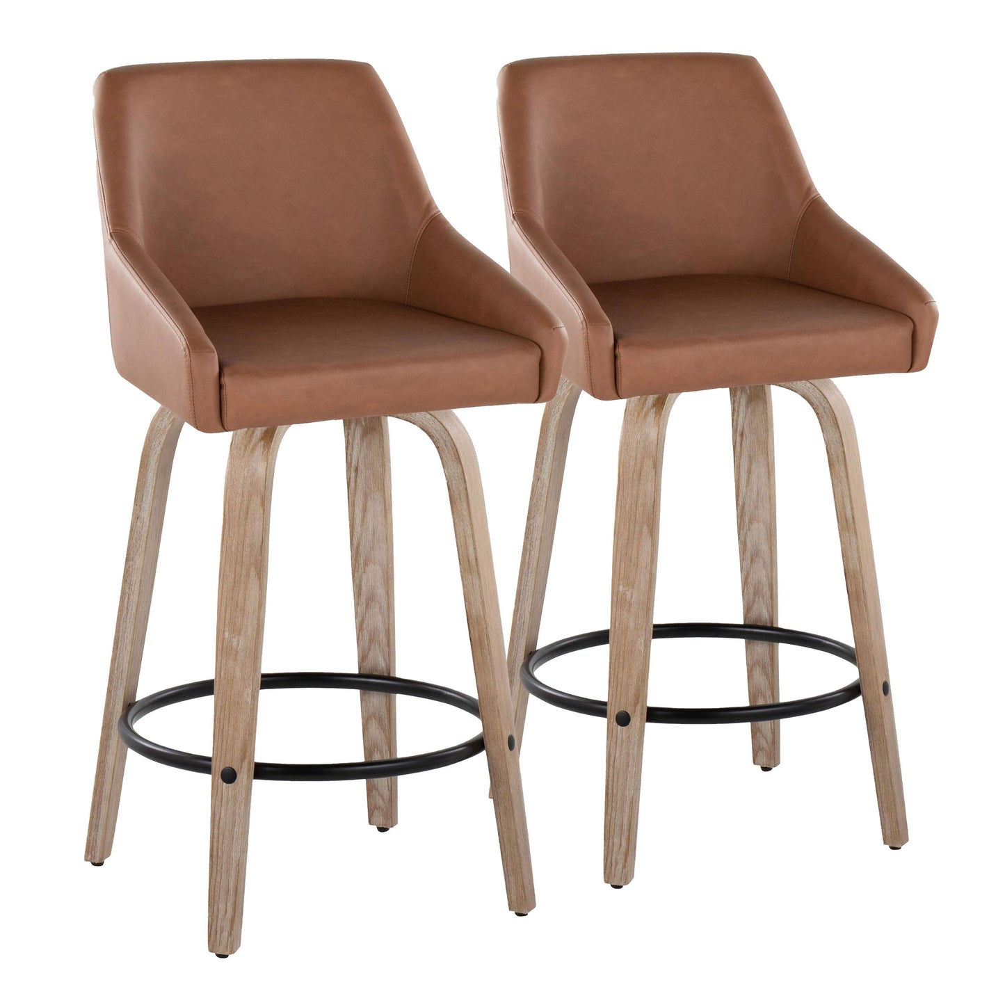 Hannah - Transitional Fixed Height Counter Stool With Swivel With Round Footrest (Set of 2)