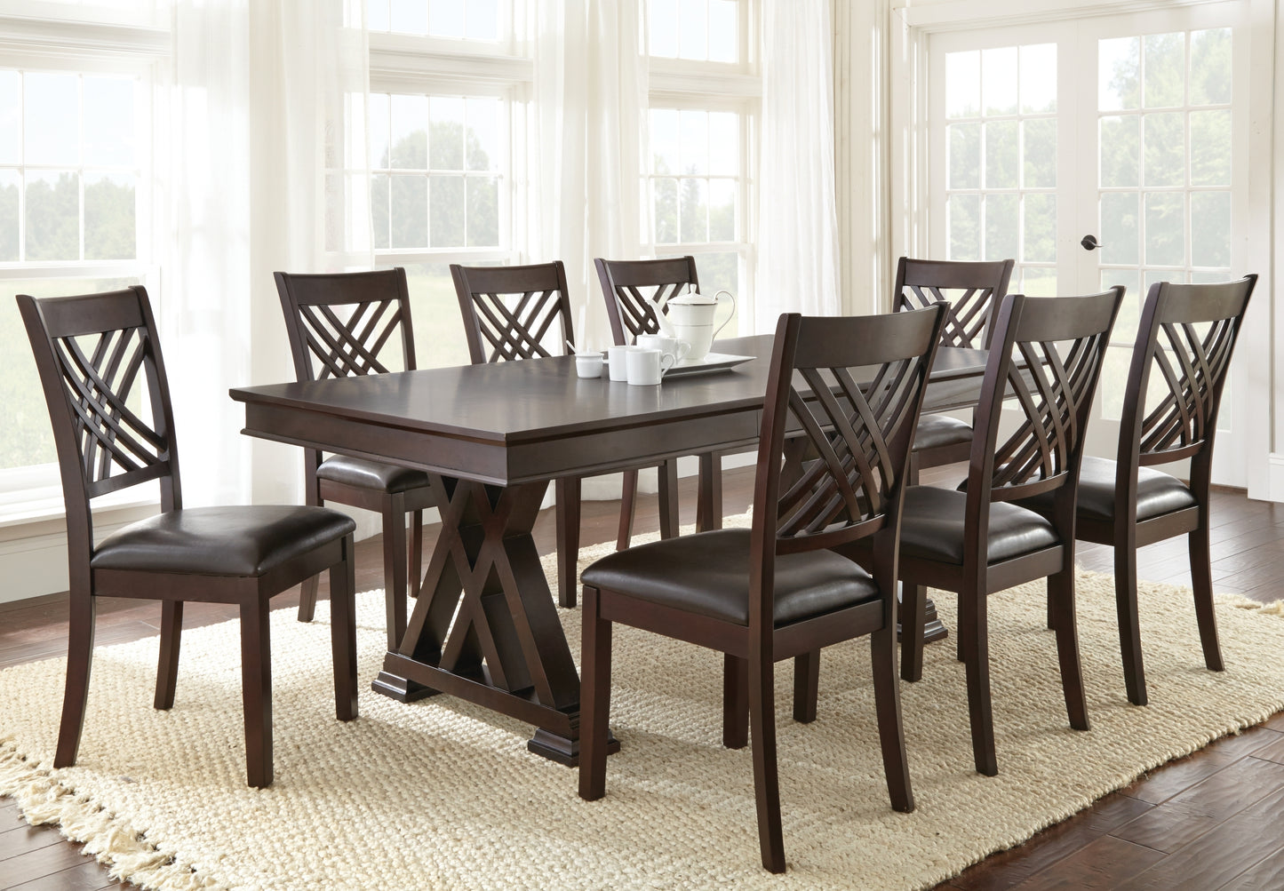 Adrian - 9 Piece Dining Set - Dark Brown