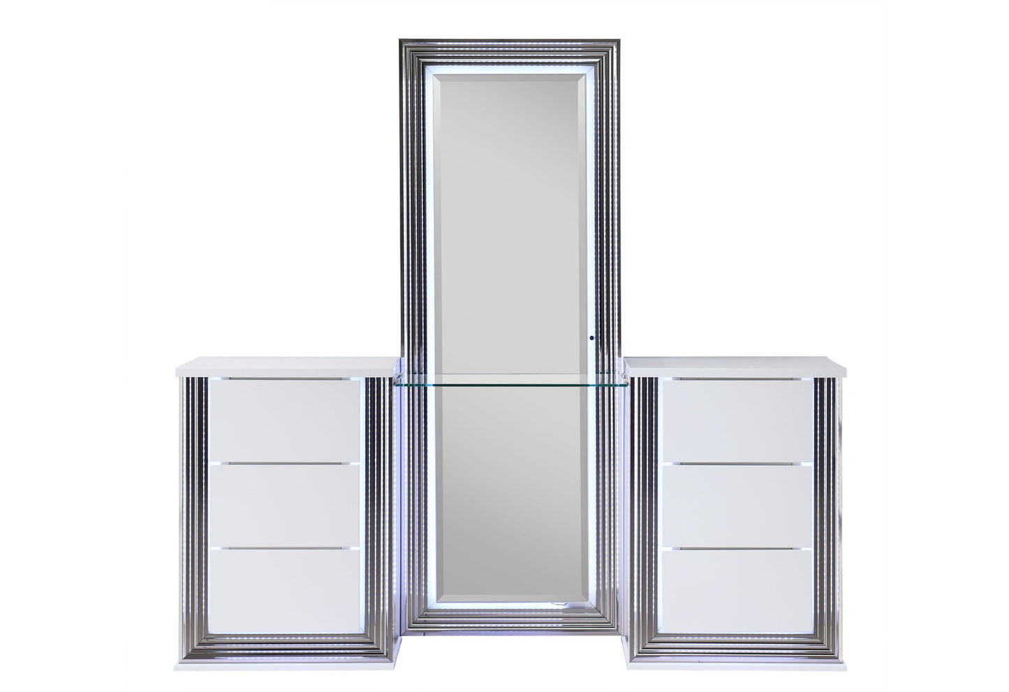 Ylime - LAF Vanity Dresser With LED - Smooth White