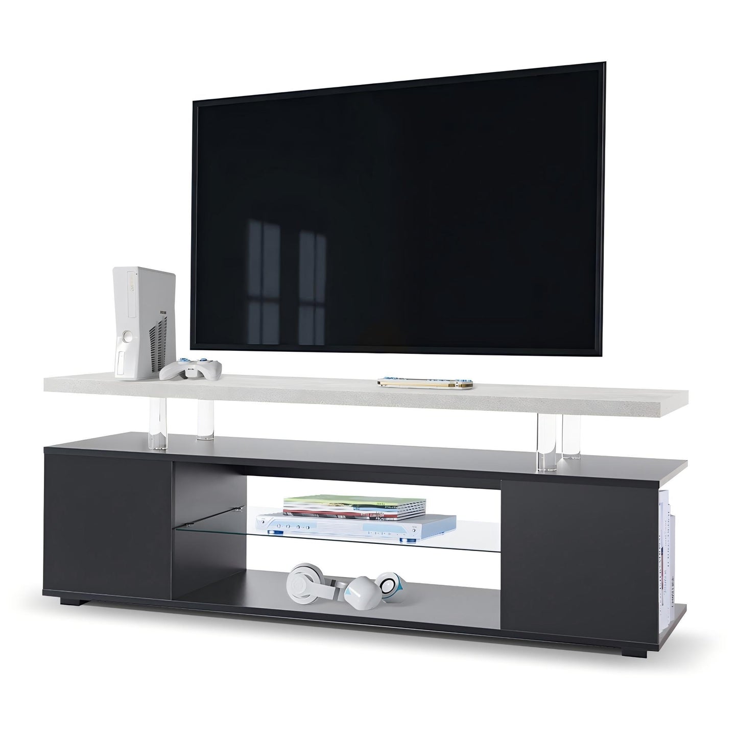 TV Stant With LED And Large Side Cabinet