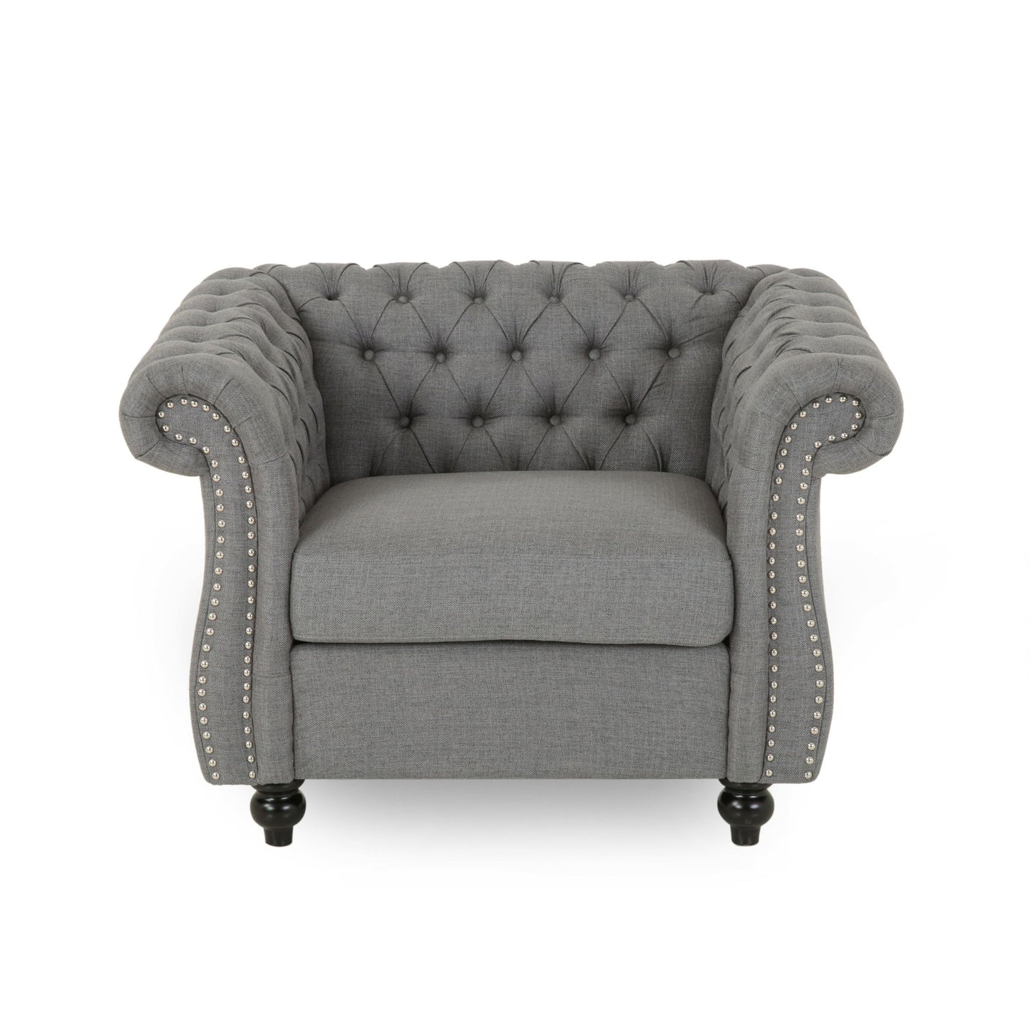 Nexuson - Upholstered Chesterfield Chair With Deep Tufted And Nailhead Trim