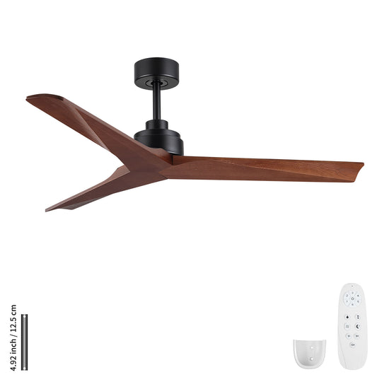Ceiling Fan Without Light, DC Motor, No Light, Quiet Reversible Ceiling Fan For Living Room - Black
