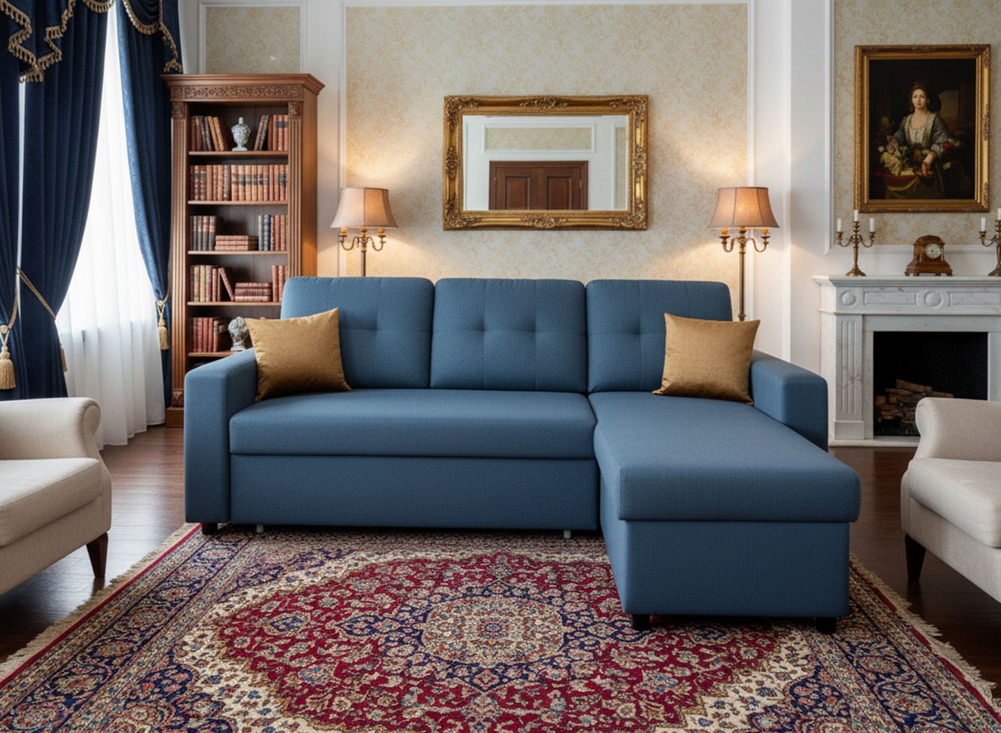 Convertible L Shaped Sectional Sleeper Sofa Bed, Saving Pull Out Couch