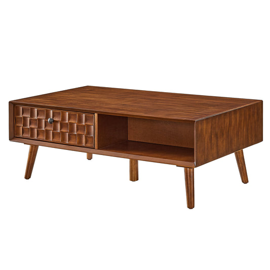 Coffee Table With Hidden Drawer And Open Shelf