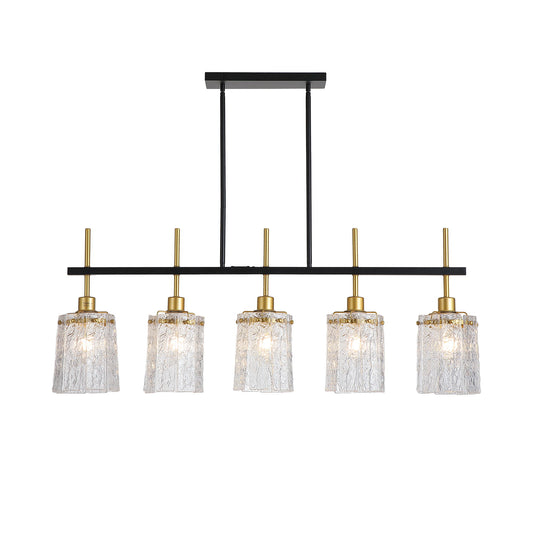 Chandelier 5 Light, Fixture Over Table - Black / Gold
