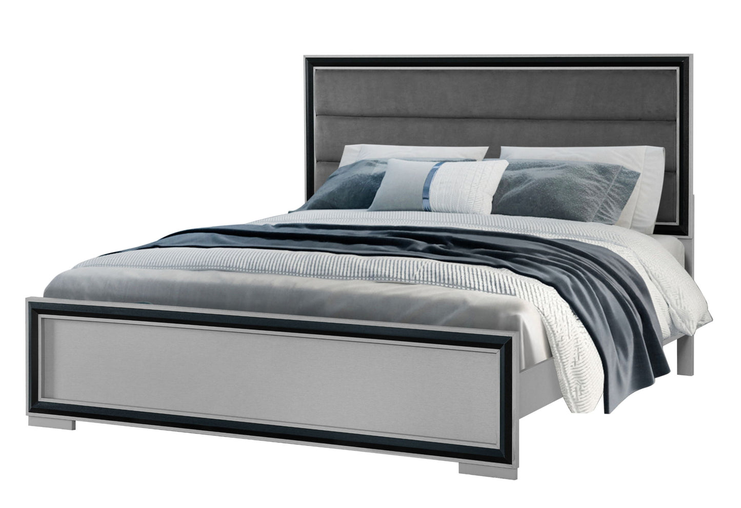Amelia - Queen Bed King Bed Siderails With LED - Gray Black