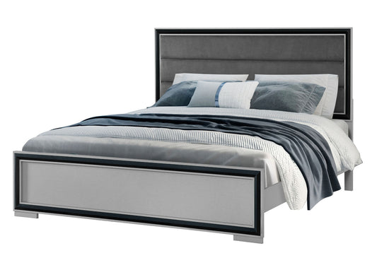 Amelia - Queen Bed Headboard Footboard - Gray Black