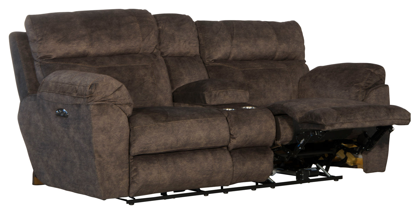 Sedona - Power Headrest Lay Flat Reclining Console Loveseat With Storage & Cupholders