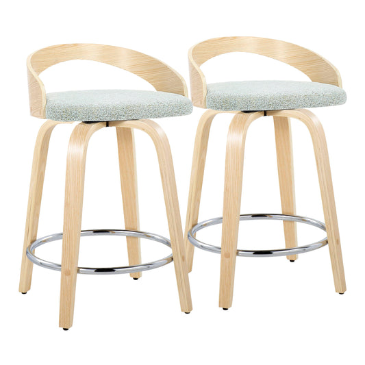 Grotto - Contemporary Fixed Height Counter Stool & Swivel, Round Footrest (Set of 2)