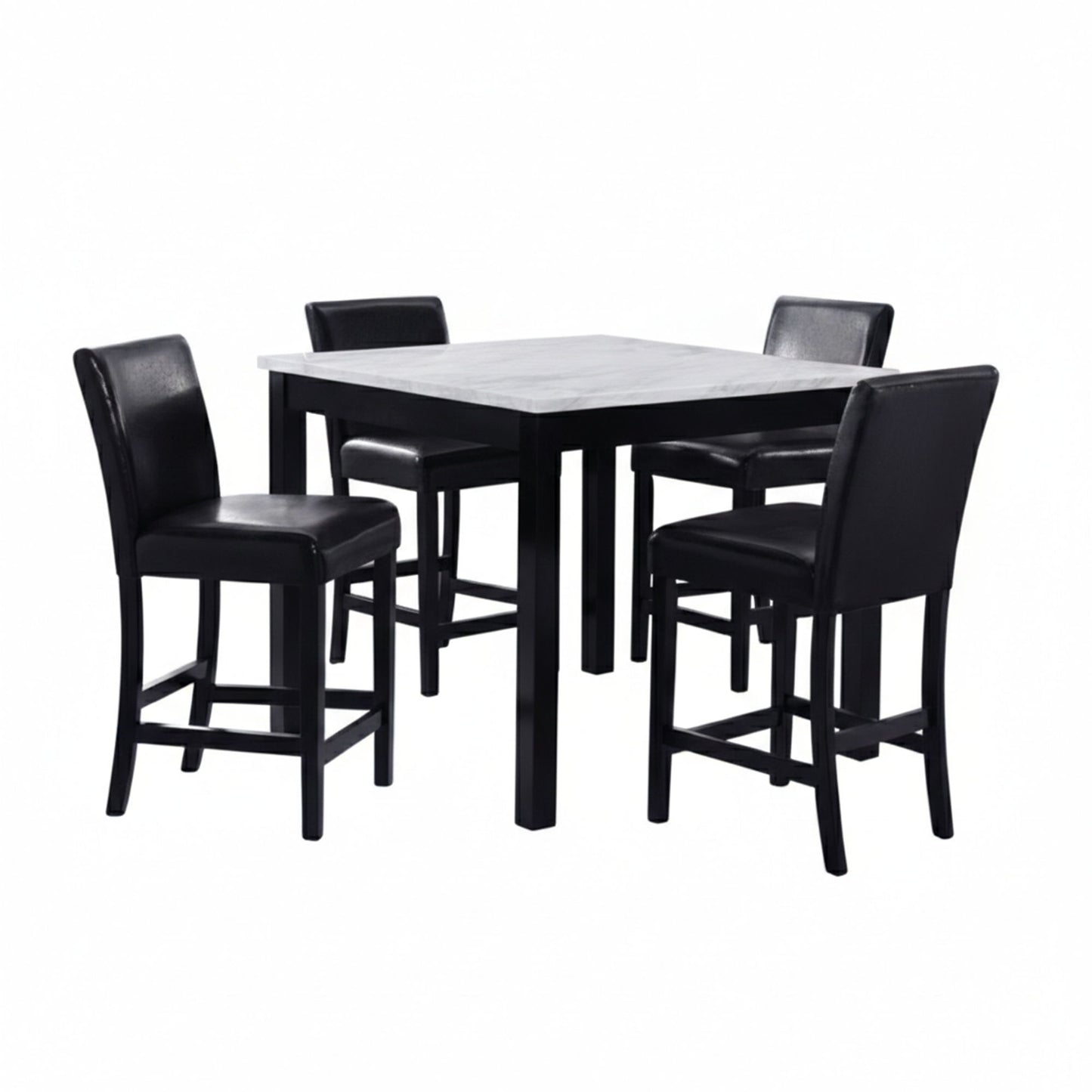 Modern 5 Piece Counter Height Dining Set With Tufted Nail Head Chairs