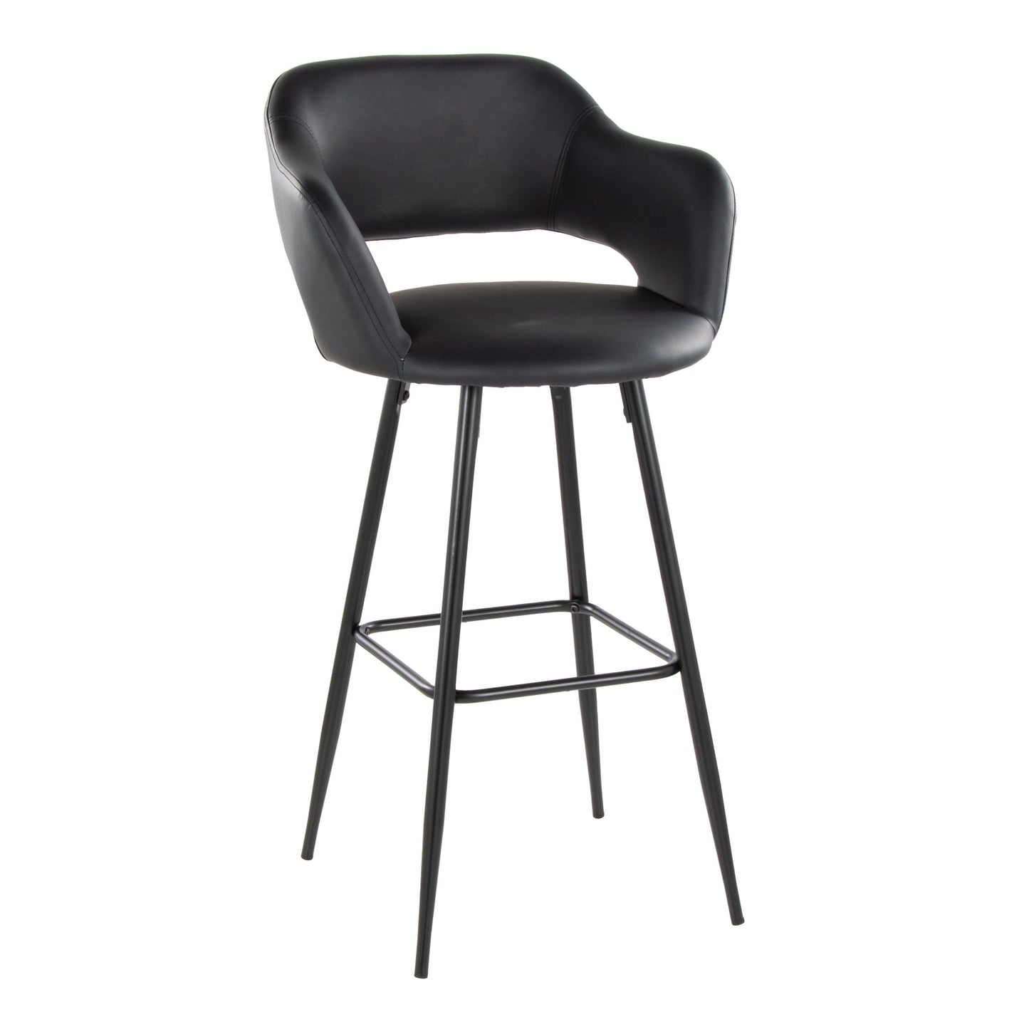 Margarite - Contemporary Fixed Height BarStool With Square Footrest (Set of 2)