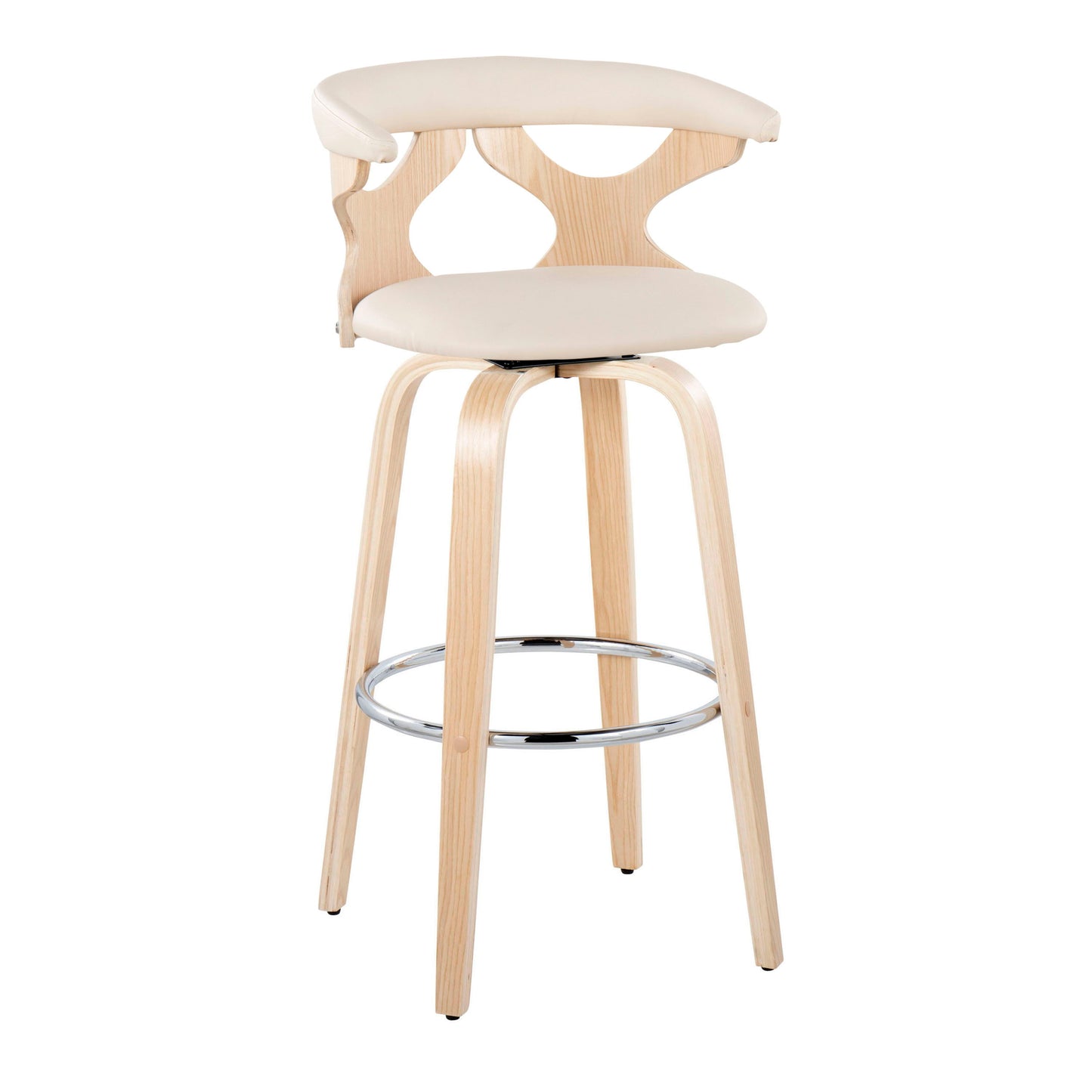 Gardenia - Contemporary Fixed Height Barstool With Swivel With Round Footrest (Set of 2)