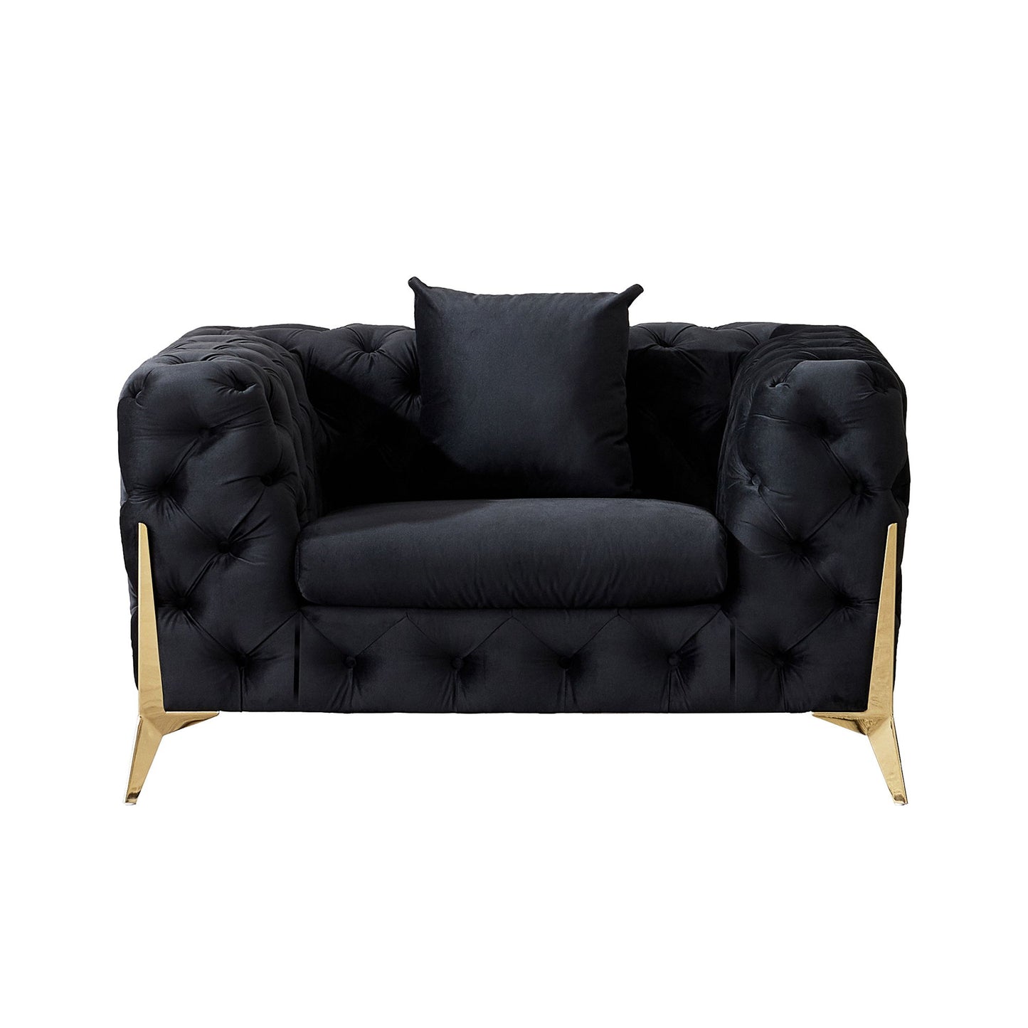 Accent Chair With Diamond Button Tufting, Matching Throw Pillow