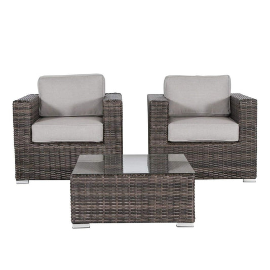 Wicker Seating Group Set With Table And Cushions
