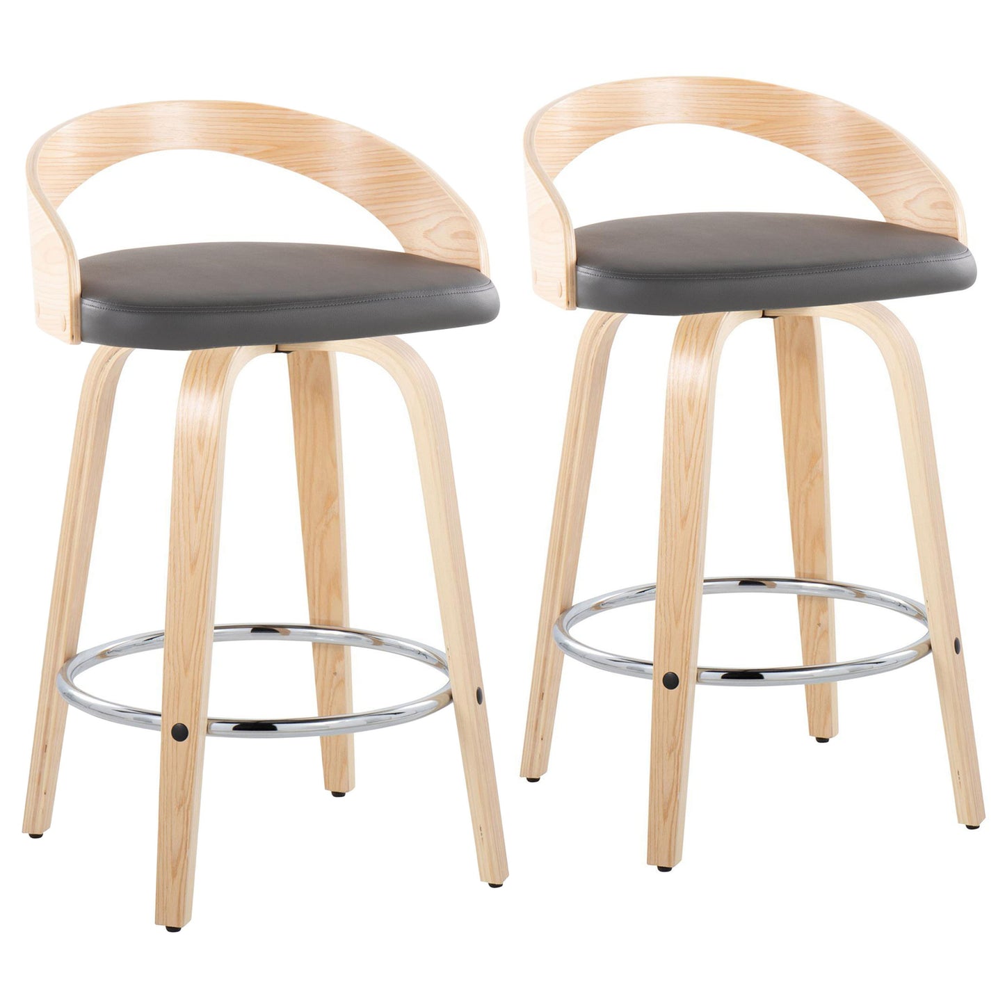 Grotto - Contemporary Fixed Height Counter Stool With Swivel With Round Footrest (Set of 2)