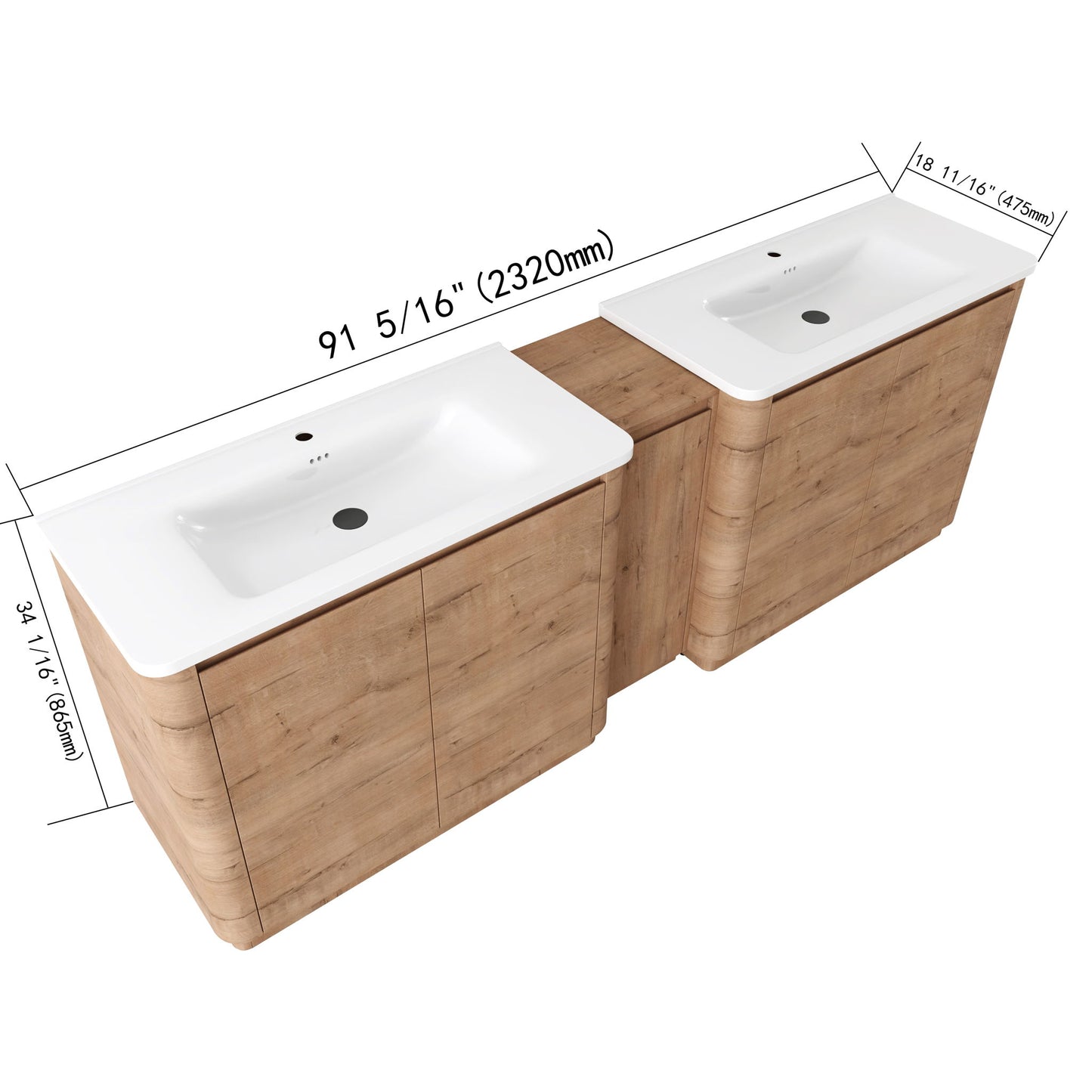 Soft Close Door Freestanding Bathroom Vanity With Sink, 1 Small Storage Cabinet