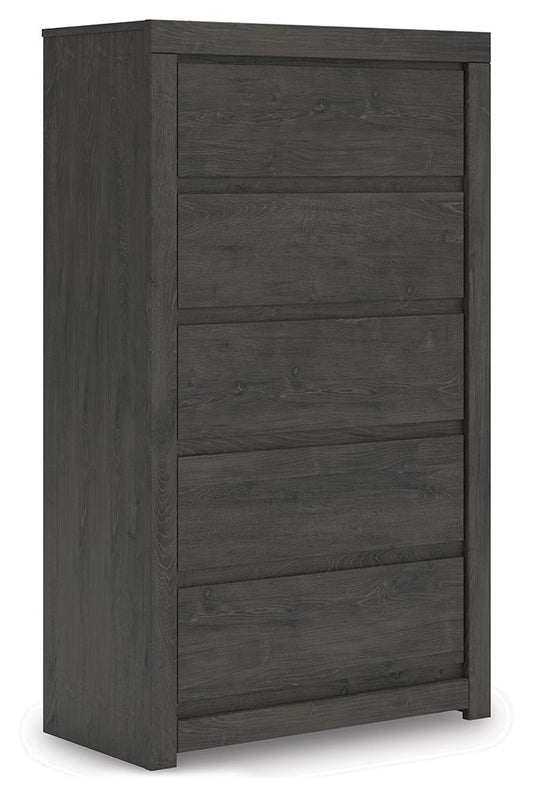 Fraluna - Five Drawer Chest - Charcoal