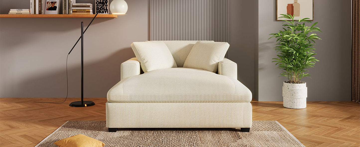 Oversized Chaise, Lounge Chair Classic Design, Soft Fabric, Durable Frame With Solid Wood Legs