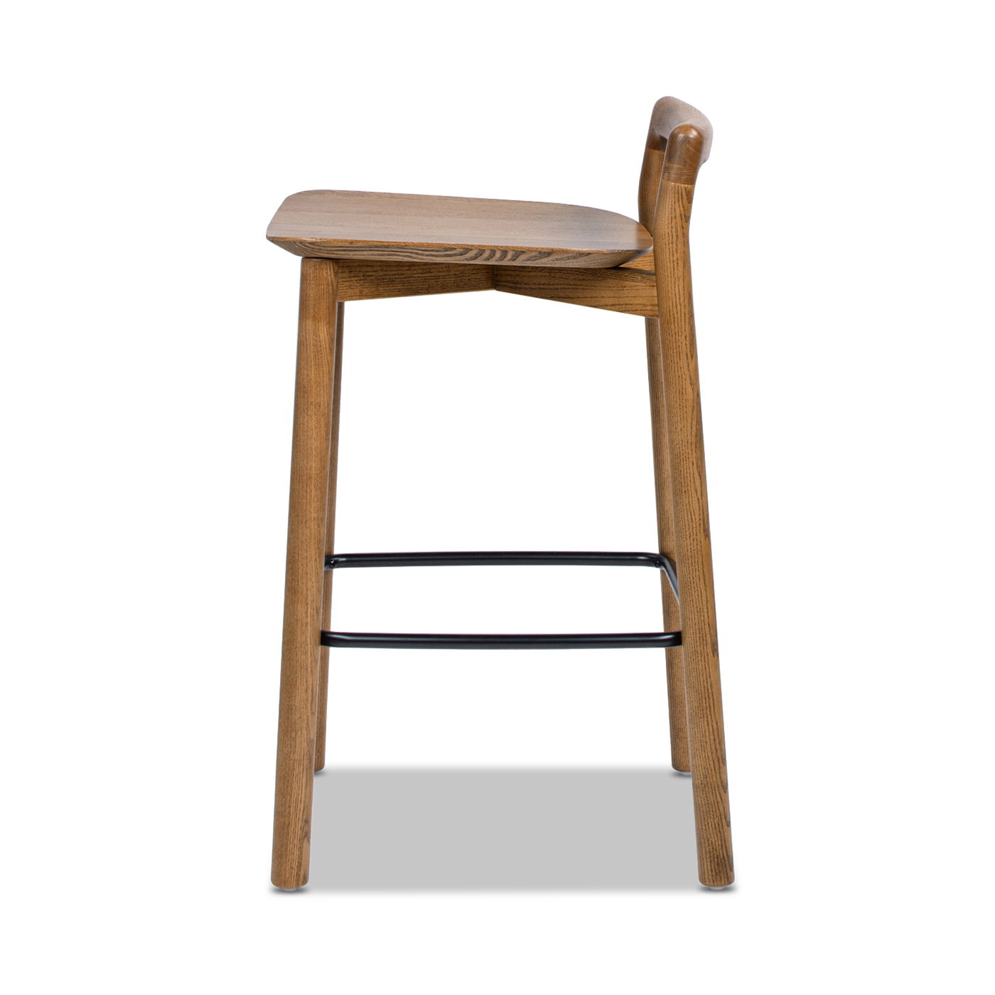 Sven - Modern Minimalist Low Back Counter Stool - Dark Brown Walnut