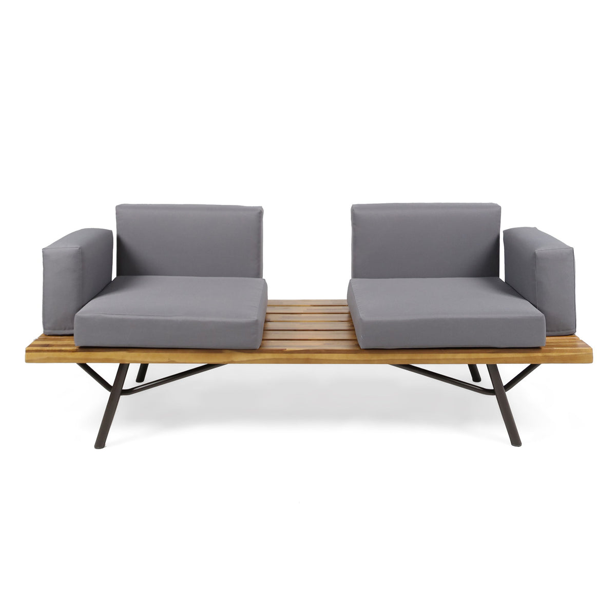 2 Piece Patio Set With Loveseat And Coffee Table - Natural / Gray