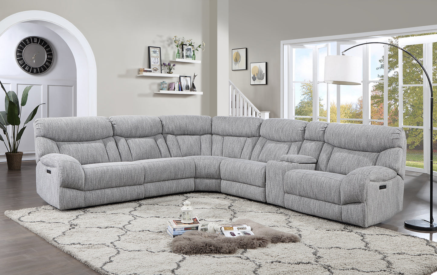 Park City - 6 Piece Sectional - Pearl Silver