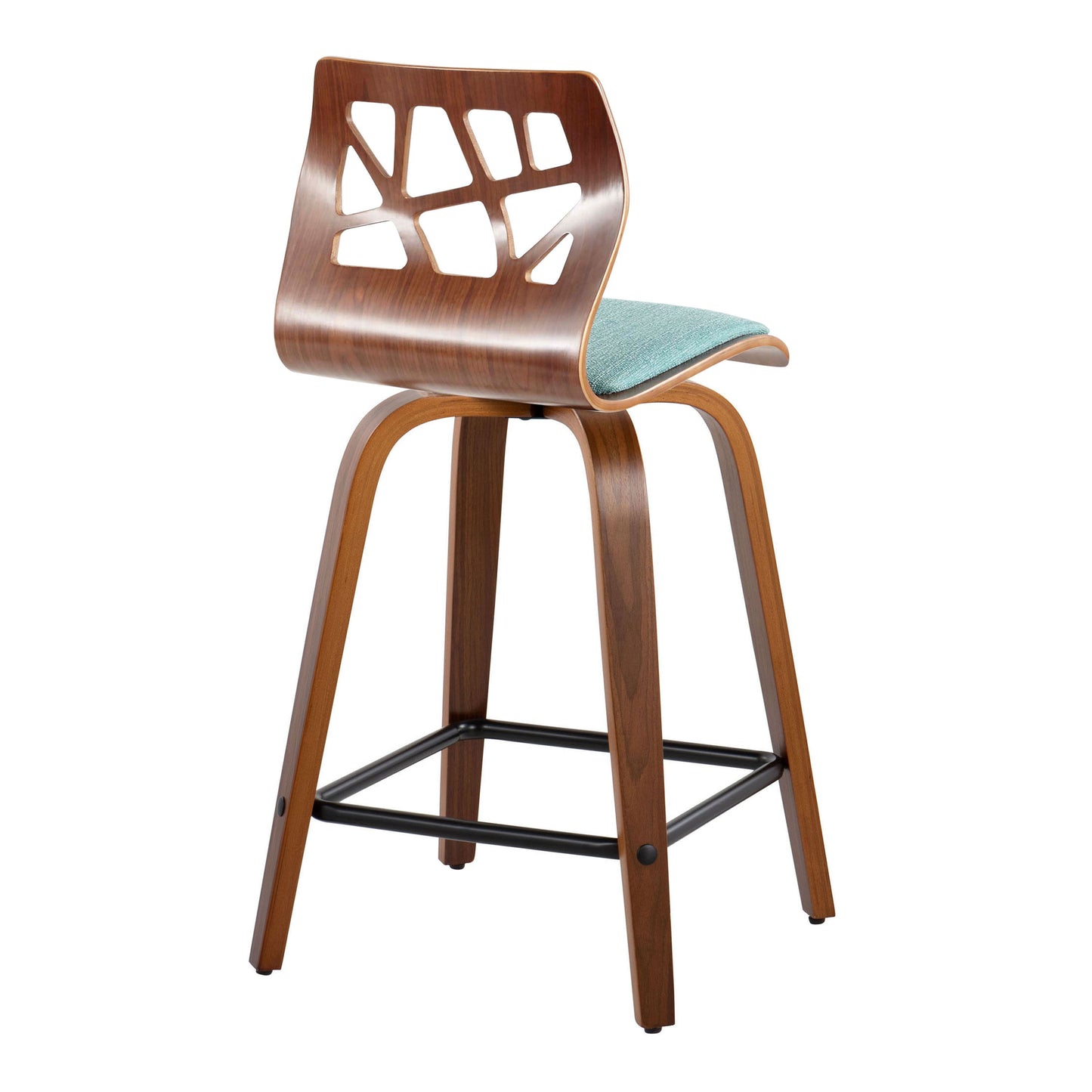 Folia - Mid Century Modern Fixed Height Counter Stool With Swivel With Square Footrest (Set of 2)