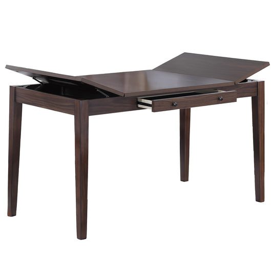 Counter Height Dining Table With Lift Top Storage And Front Drawer - Walnut