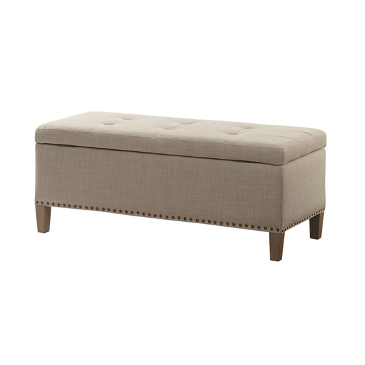 Modern Tufted Top Soft Close Storage Bench With Button Detailing - Light Gray