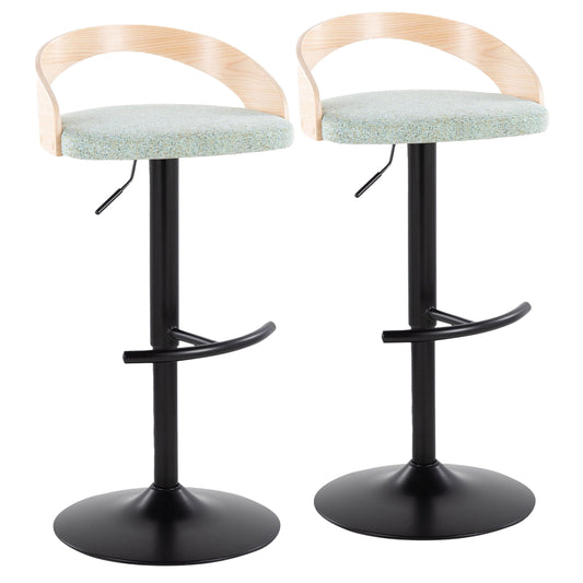 Grotto - Contemporary Adjustable Barstool With Swivel & Rounded T Footrest (Set of 2)