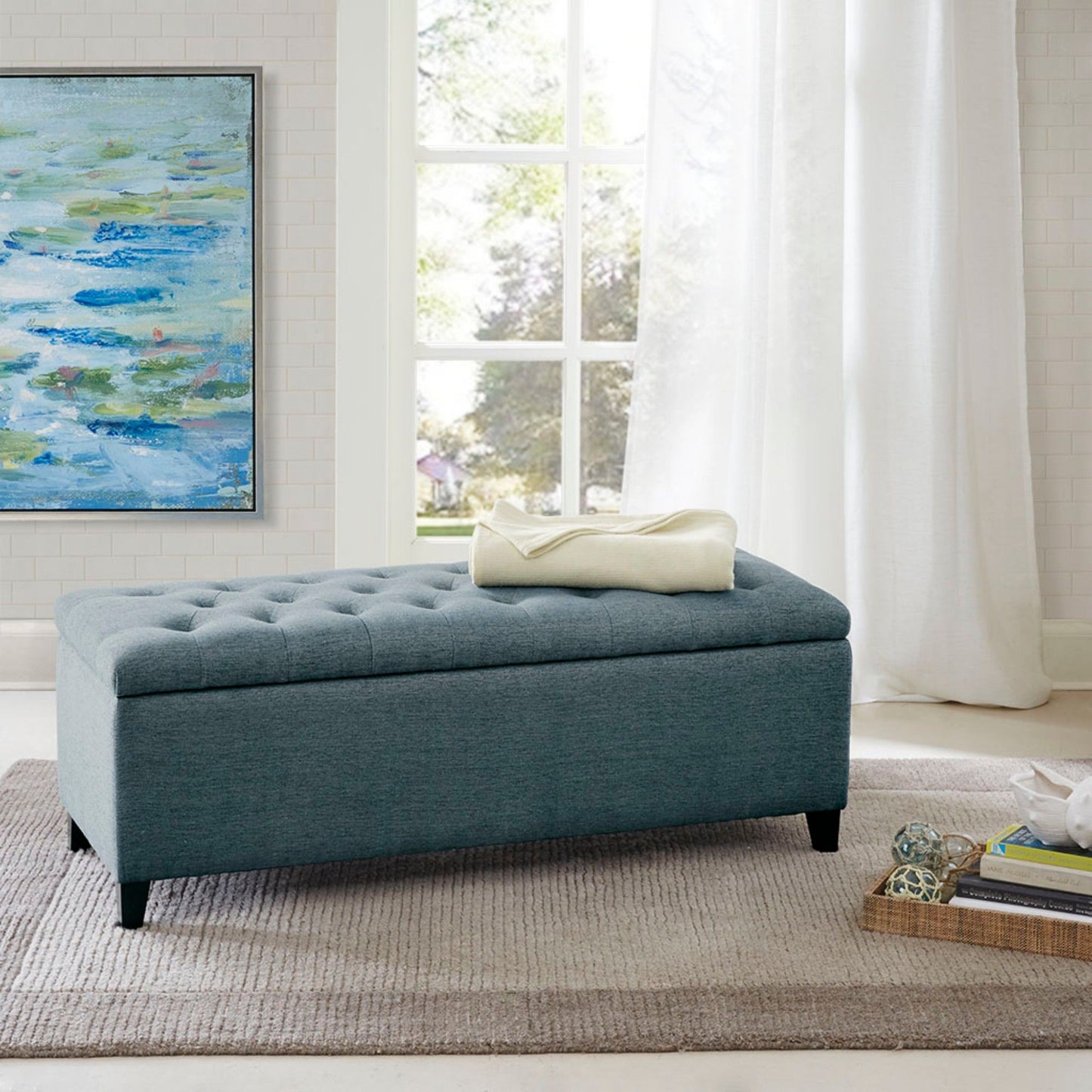 Elegant Design Tufted Top, Soft Close Storage Bench
