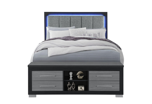 Emma - Queen Bed Footboard And Slats - Gray / Black