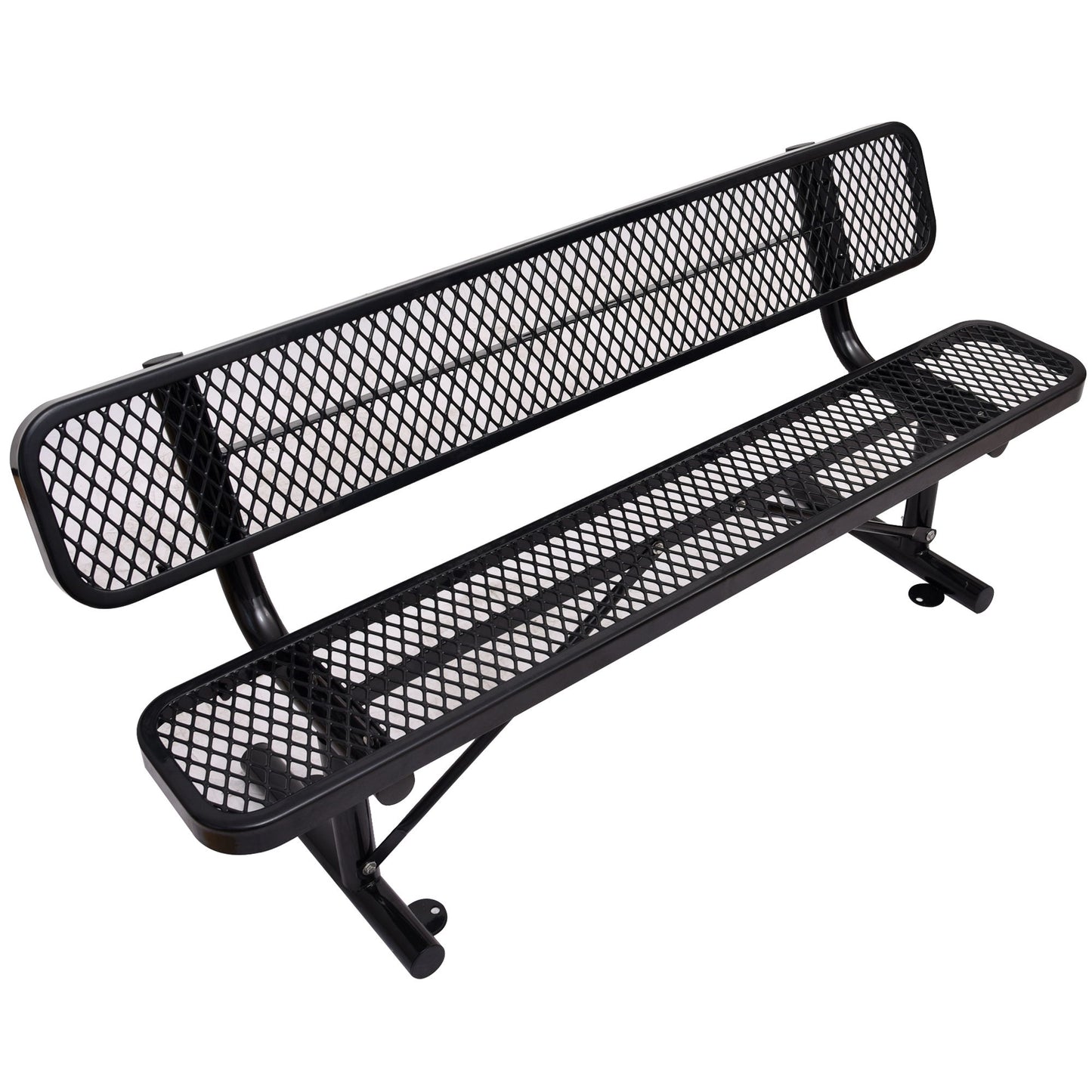 6' Outdoor Steel Bench With Backrest