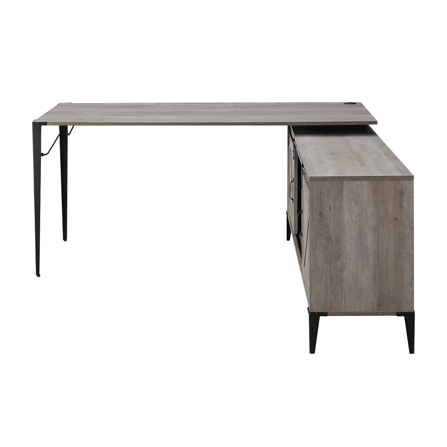 Zakawani - Writing Desk With A Cabinet - Gray Oak / Black