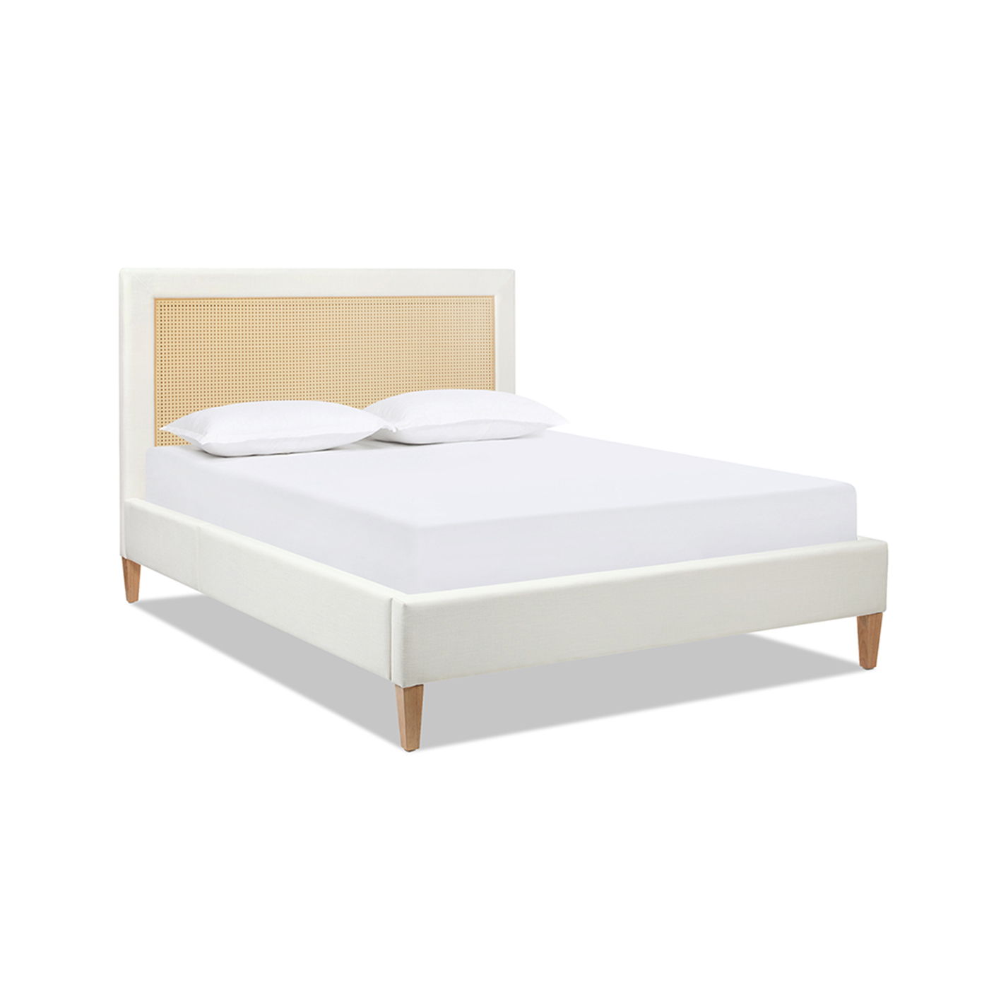 Haley - Upholstered Cane Back Platform Bed