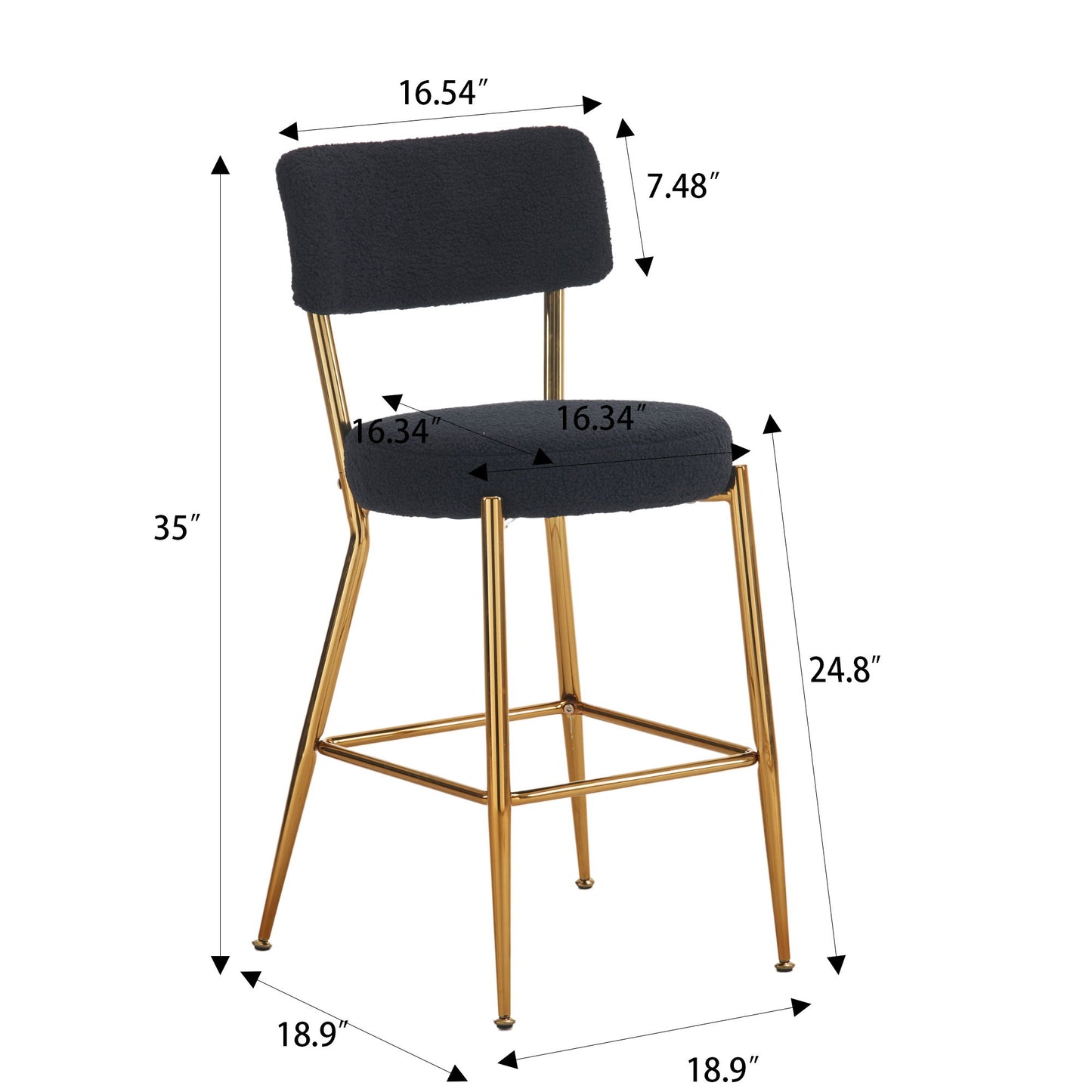 Modern Teddy Fabric Upholstered Bar Stools