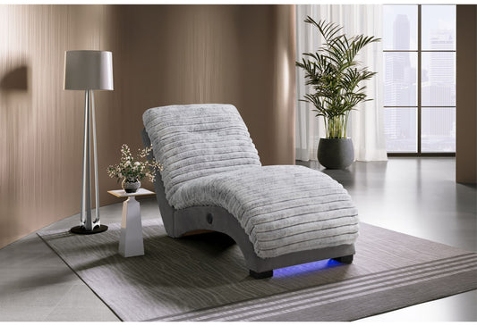 Dominic - Grey On Grey Chaise With LED And USB - Grey