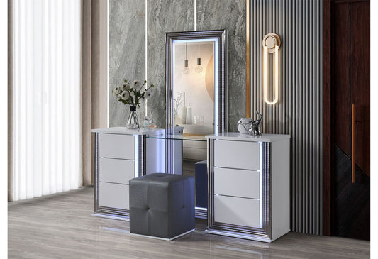Ylime - RAF Vanity Dresser With LED - Smooth White