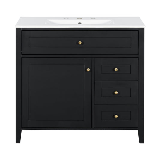 Bathroom Vanity With Sink, Cabinet With 3 Drawers And Adjustable Shelf